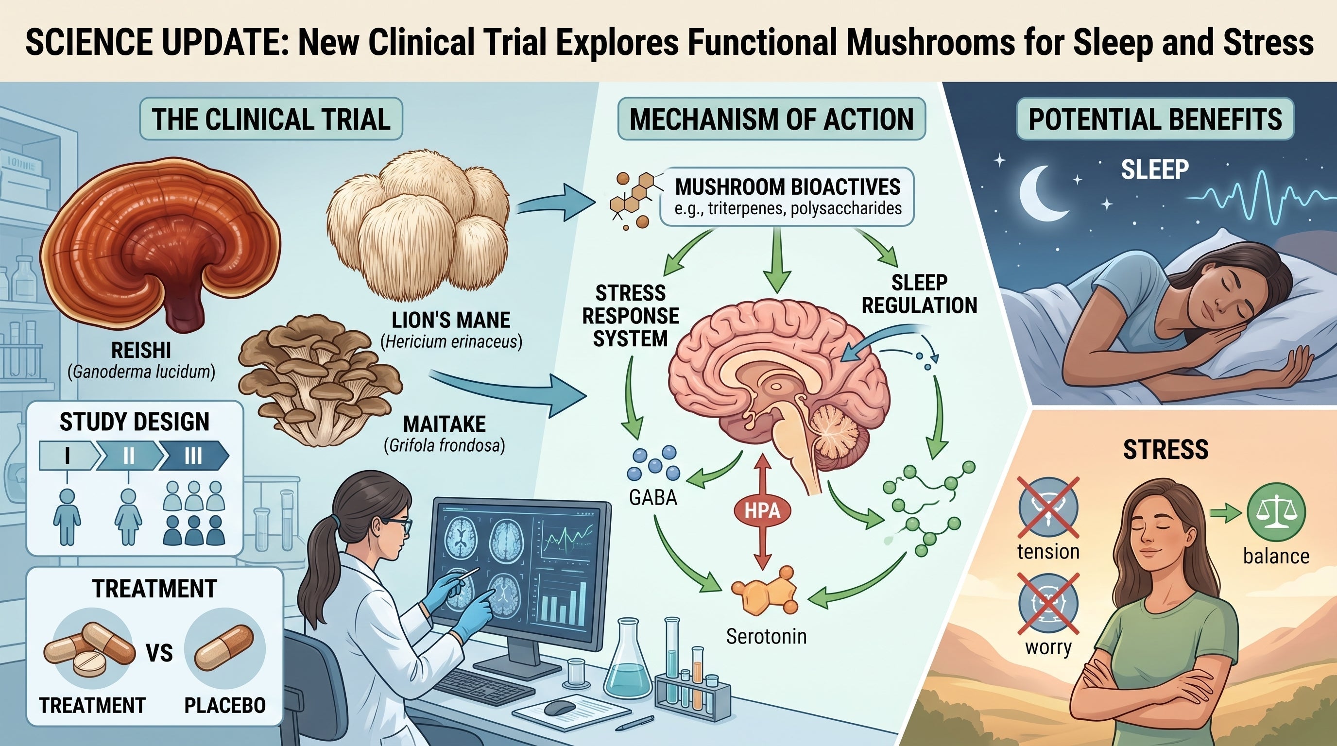 Science Update: New Clinical Trial Explores Functional Mushrooms for Sleep and Stress