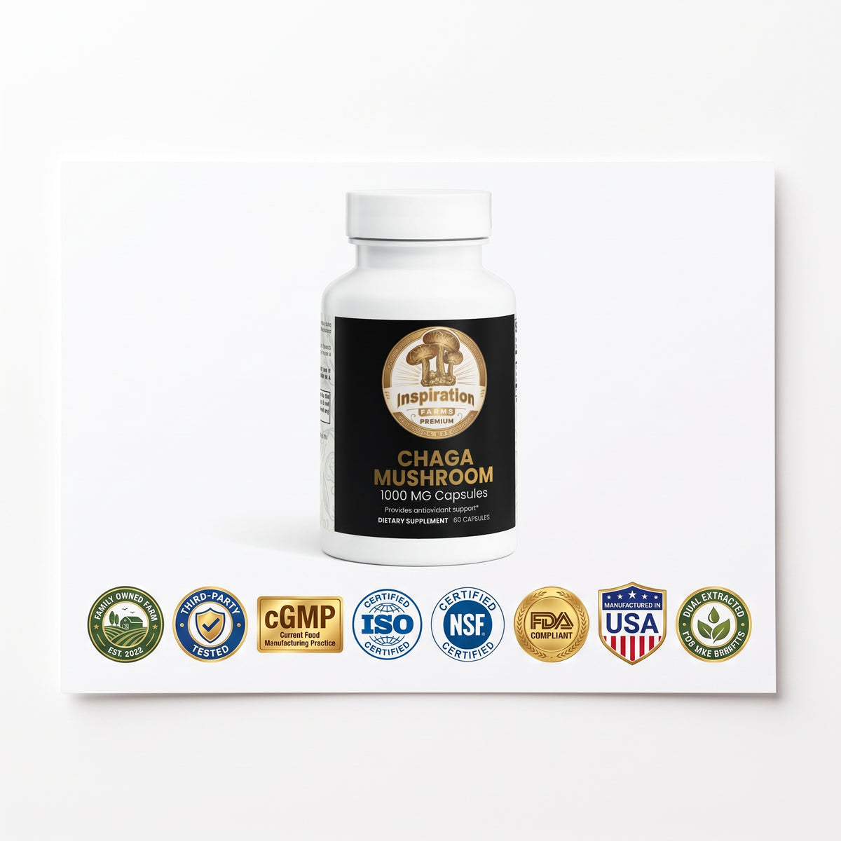 Chaga Mushroom Capsules – Antioxidant & Immune Support | 60 Capsules