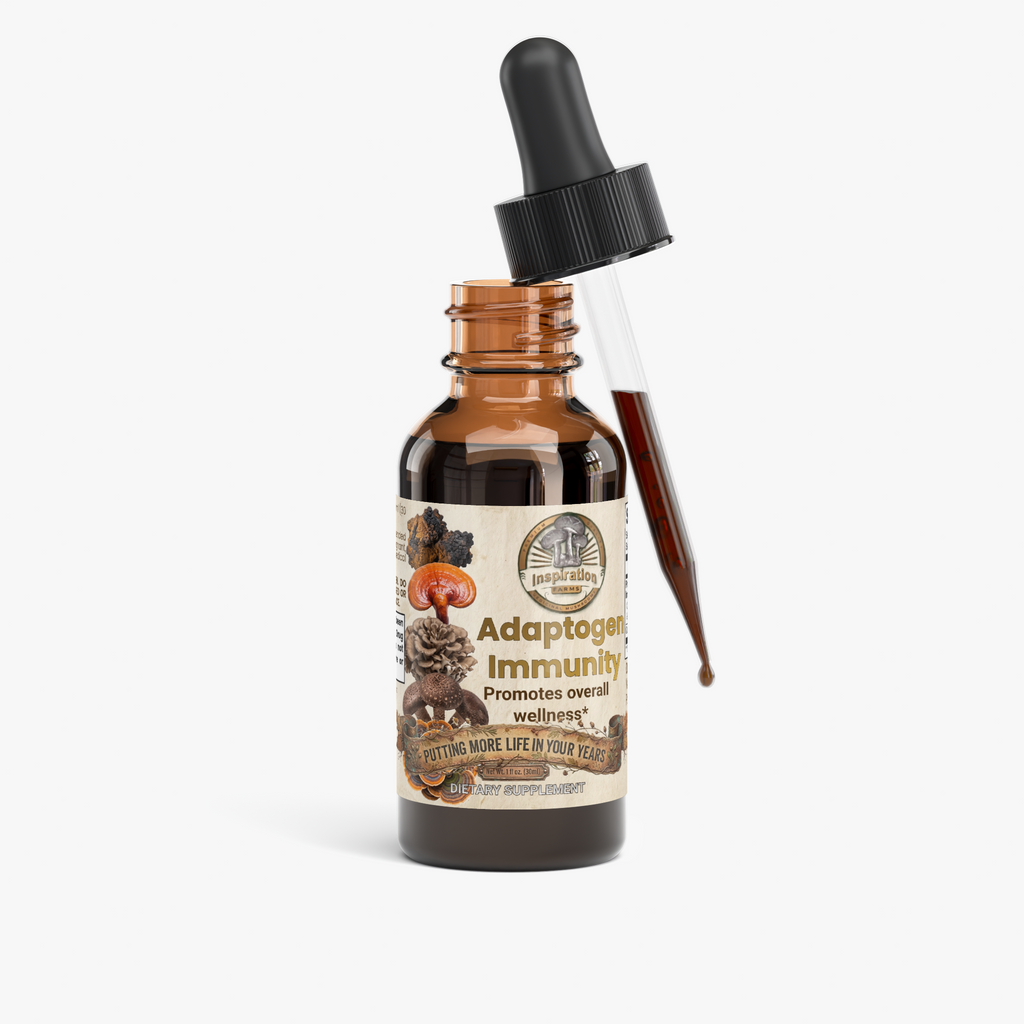 Inspiration Farms Mushroom Adaptogen Immunity Drops – Alcohol-Free Glycerite | 1 fl oz