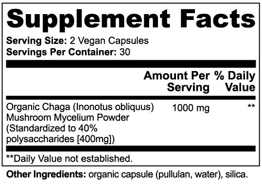 Chaga Mushroom Capsules – Antioxidant & Immune Support | 60 Capsules