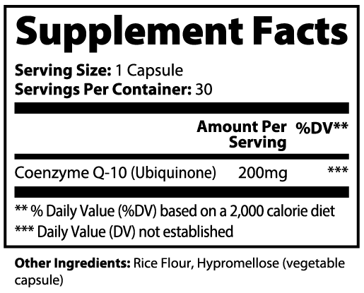 CoQ10 Ubiquinone 200 mg Capsules – Cellular Energy Support | 30 Capsules