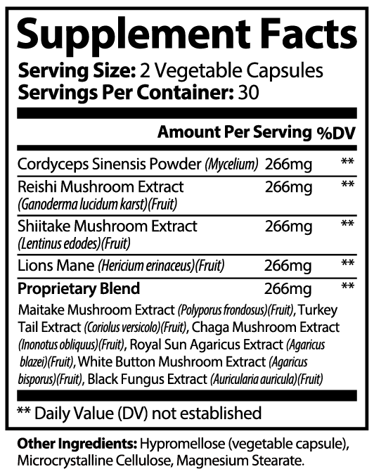 Inspiration Farms Mushroom Complex 10X Capsules – 10 Mushroom Blend | 60 Capsules