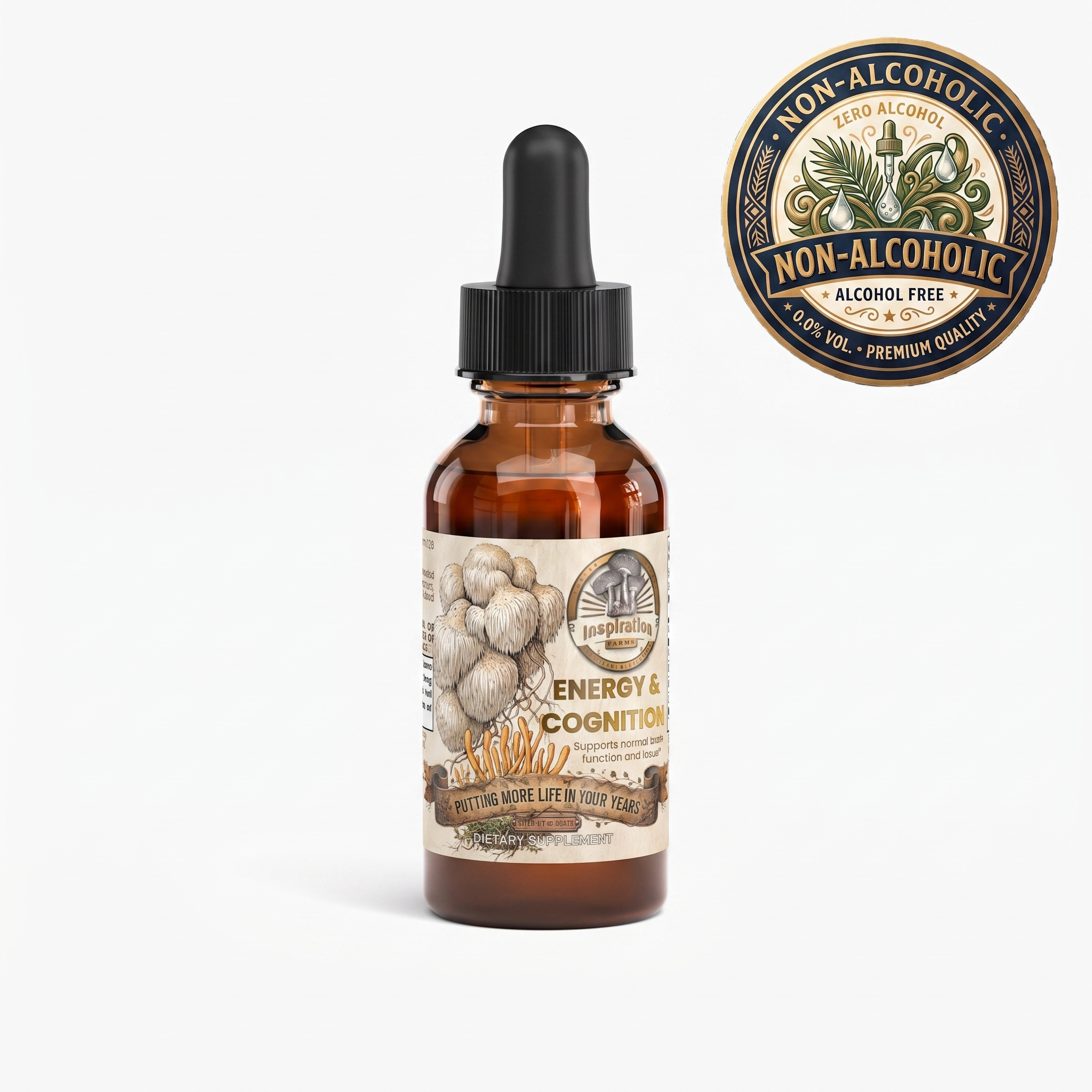 Inspiration Farms Mushroom Energy & Focus Drops – Lion's Mane + Cordyceps | 1 fl oz