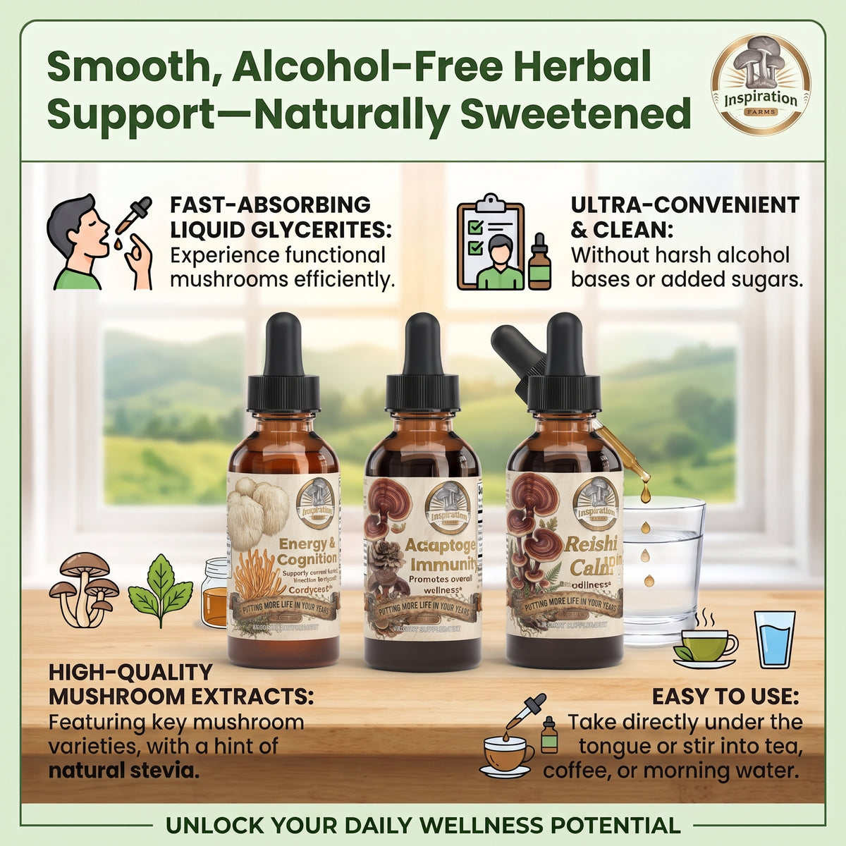 Adaptogen Immunity Drops – Alcohol-Free Glycerite | 1 fl oz